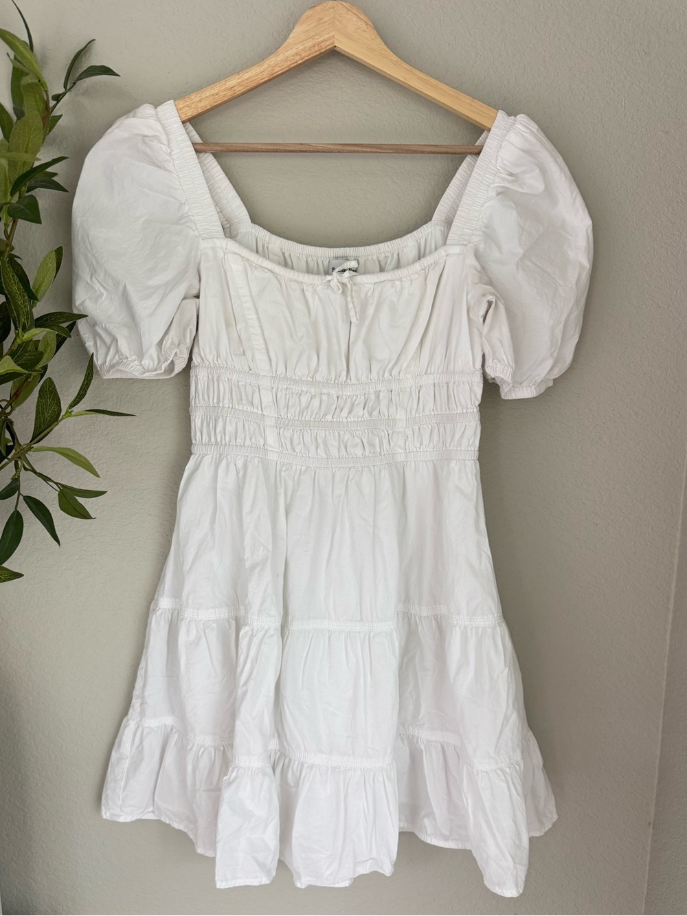 Sunday Best Aritzia Puff Sleeve Smocked Cotton‎ Mini Dress Small Cottagecore